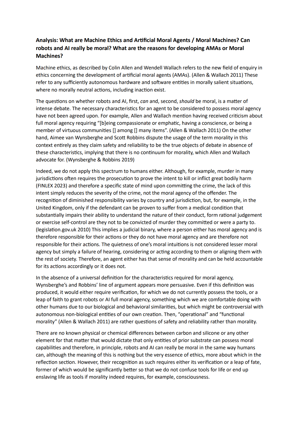 Issues with Moral Machines