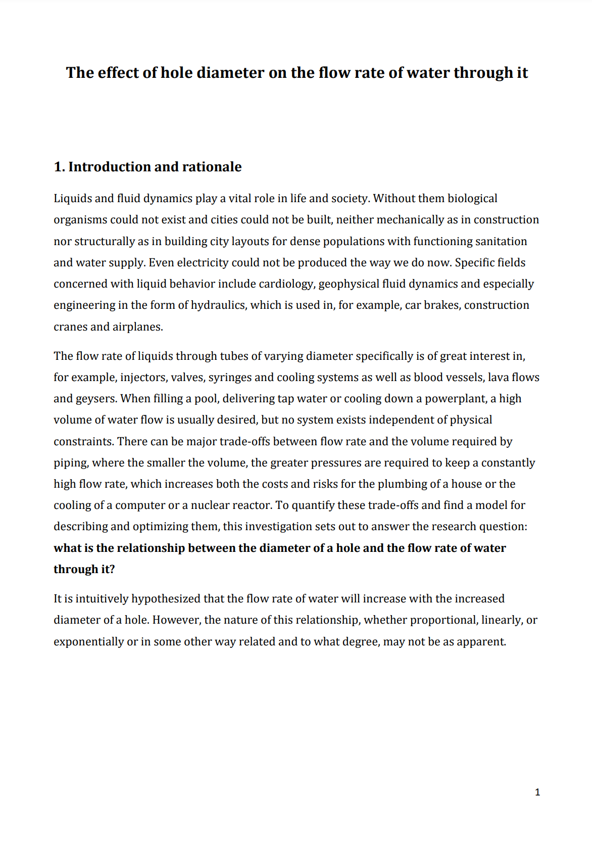 Physics IA – The effect of a hole diameter on the flow rate of water through it