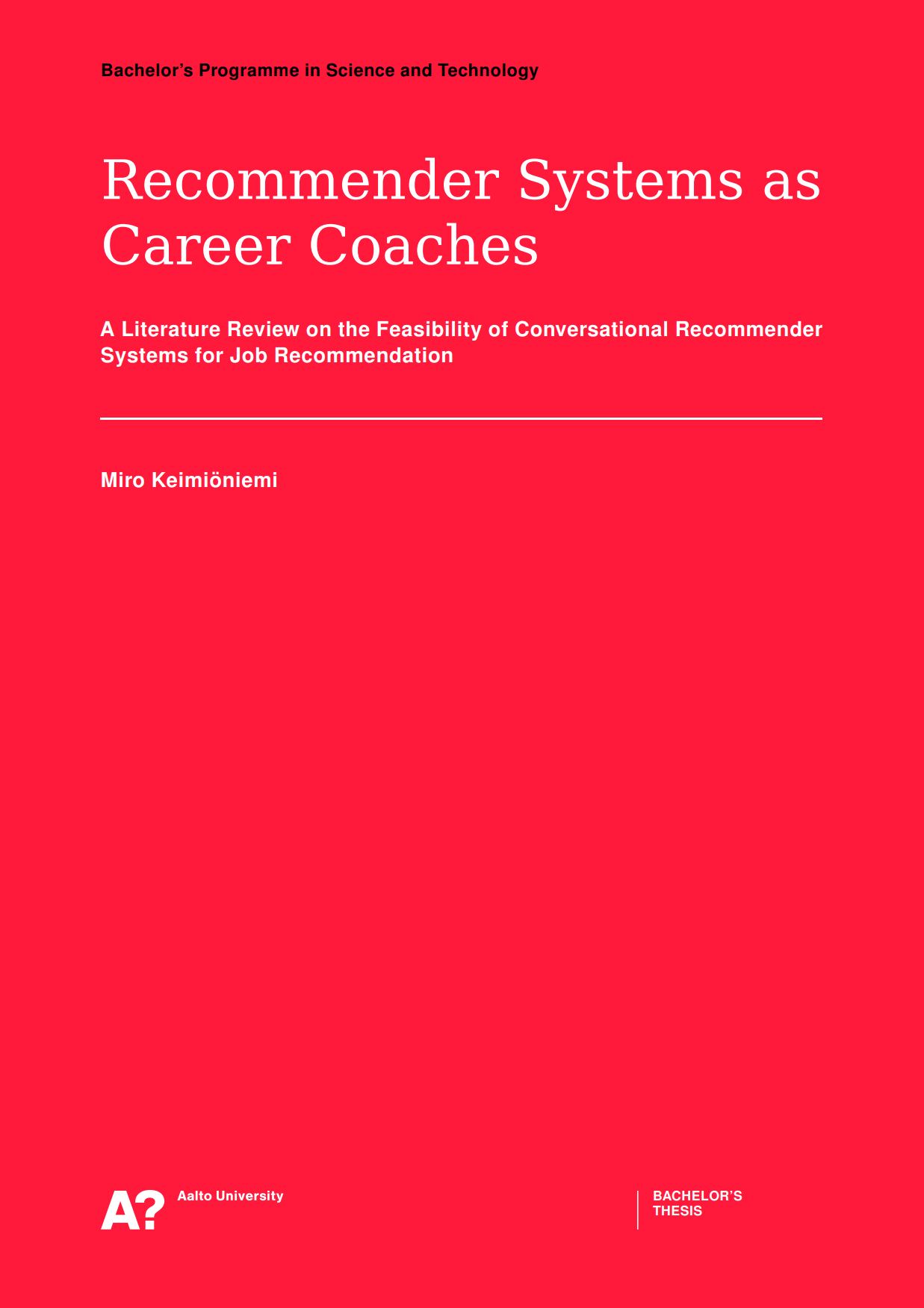 Recommender Systems as Career Coaches - A Literature Review on the Feasibility of Conversational Recommender Systems for Job Recommendation